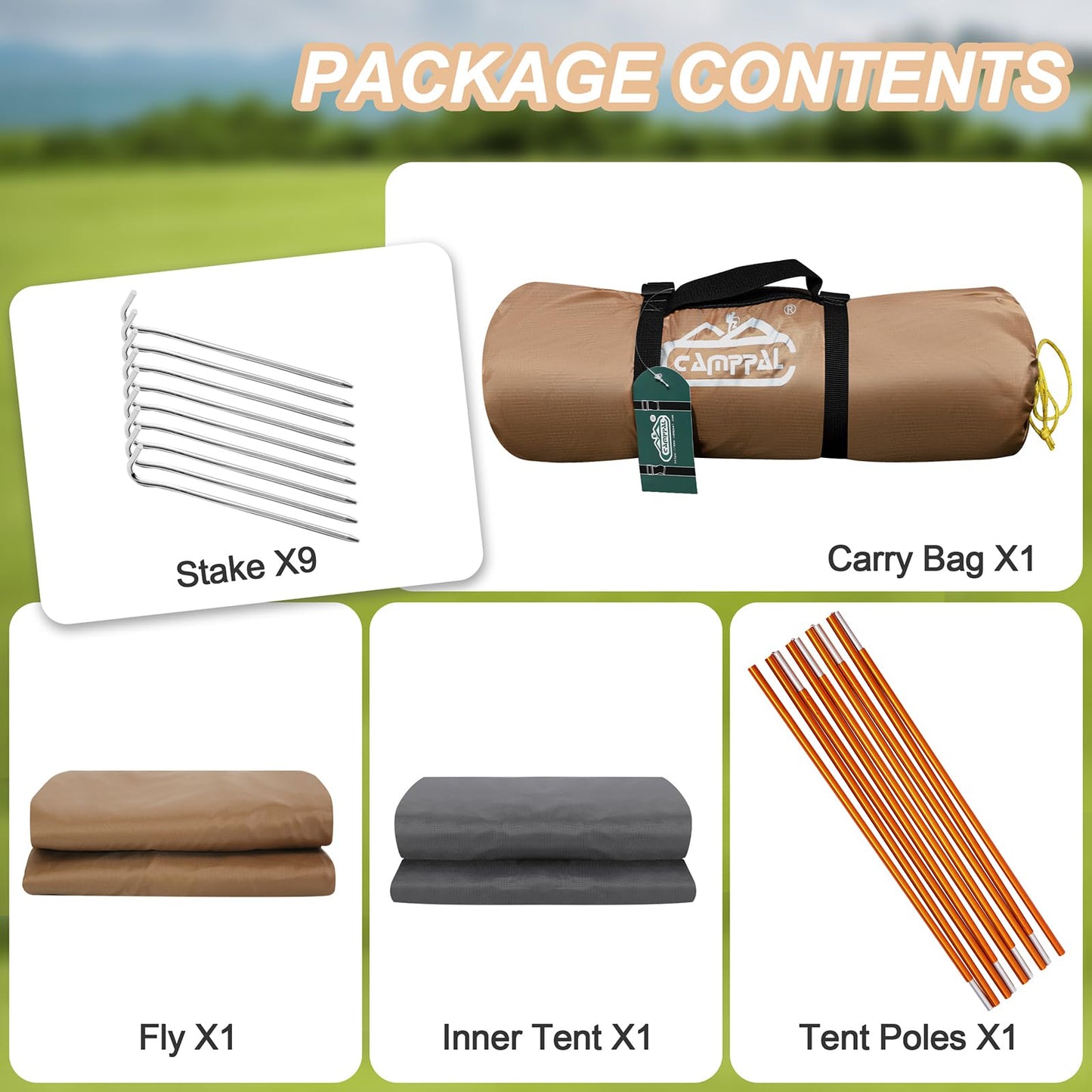 camppal 1 Person Tent for Camping Hiking Mountain Hunting Backpacking Tents 4 Season Resistance to Windproof Rainproof and Waterproof