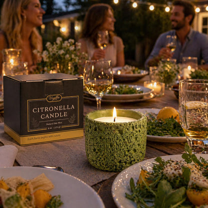 Viyffo 6oz Citronella Candle Outdoor, Small Citronella Candle Indoor, Candles for Home Scented, Non Toxic Soy, Green Ceramic Jar for Patio, Backyard Décor & Camping Gift (12+ Hours Burn)