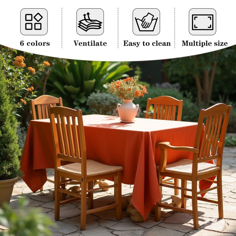 Fitable Rust Table Clothes for Rectangle Tables, 6 Pack - 90 x 132 Inch - Reusable and Elegant Fall Tablecloths, Polyester Fabric Table Covers for Wedding, Party, Banquet, Formal Events