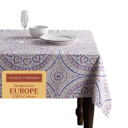 Maison d' Hermine Table Cloth Rectangle Table 100% Cotton 54 x 72 Inches Tablecloth Reusable Decorative for Dining Kitchen Room Farmhouse Home Gifts for Mothers Day Spring Summer - Mandala