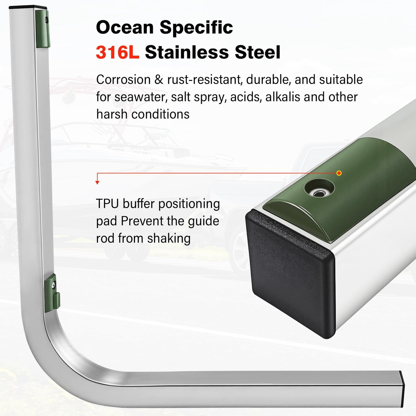 Boat Trailer Guide-ons-60,2*316L Stainless Steel Trailer Post Guide on,2*UPVC Tube Trailer Guide Bars,mounting Hardware Included,for Fishing Boats,Kayaks,Canoes,ski Boats and More