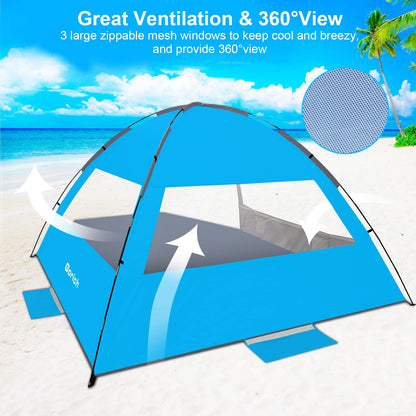 Gorich Beach Tent Sun Shelter for 3/4/6/8/10 Person with UPF 50＋ UV Protection, Lightweight & Easy Setup Beach Shade Canopy, Portable Beach Shade Tent Beach Cabana