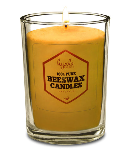 Hyoola Beeswax Votive Candles 3 Pack - Handmade, All Natural, 100% Pure Unscented Bee Wax Candle - Decorative, Golden Yellow Beeswax Candle - 30 Hour Burn Time