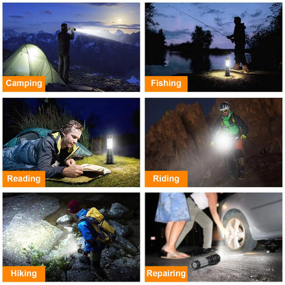 Hoxida Camping Lanterns Flashlight Rechargeable High Lumens- 2000 Meters Long Beam Super Bright LED Flashlight, Waterproof Camping Tent Lights 5 Modes, Zoomable Handheld Flashlight Lantern 4pcs