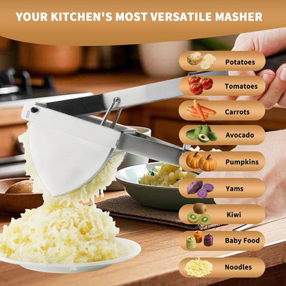 Skiennix Heavy Duty Potato Ricer - 22oz Stainless Steel Masher with Silicone Handle for Perfect Mashed Potatoes