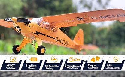 Large Brushless Remote Control Plane XK A160 RC Aircraft Glider J3 6-Axis Gyroscope 5-Channel 3D Stunt Somersault Flight 6 AXIS Gyro for Beginners Adults Expert