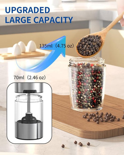 CIRCLE JOY Electric Salt and Pepper Grinder Set - Automatic, LED Light, Adjustable Coarseness, Black