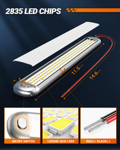 SEALIGHT 12V LED Interior Light Bar 1500LM 8W White Light Strip Pack of 6