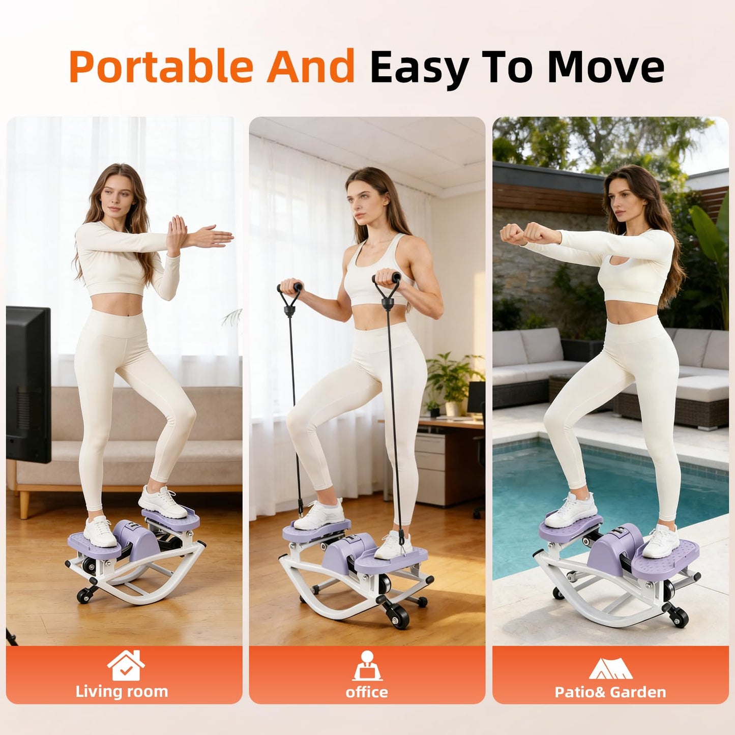 Rock Fitness Stepper, Portable Step Rocker Side to Side at Home, Aerobic Workout Machine Fitness Equipment Suitable for Apartment and Dormitory (Purple)