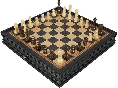 12.5’’ Wooden Chess Set Magnetic Chess Pieces with 2 Built-in Storage Drawers - Chess Broad Game for Beginner Kids Adults - 2 Bonus Extra Queens