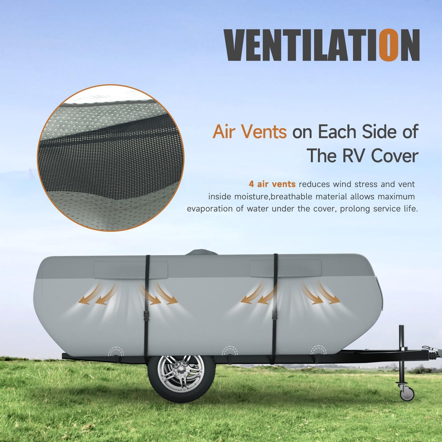 DikaSun Pop Up Camper Cover 14'-16', 7 Layers Waterproof Pop-up Tent Trailer Cover Anti-UV Folding Camper RV Cover for Motor Home