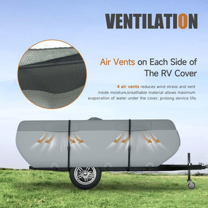 DikaSun Pop Up Camper Cover 14'-16', 7 Layers Waterproof Pop-up Tent Trailer Cover Anti-UV Folding Camper RV Cover for Motor Home