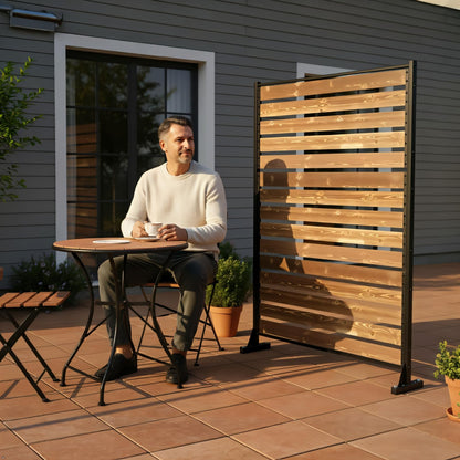 6FT Heavy Duty Wooden Privacy Screen, Upgrade Outdoor Specialty Anti-Corrosion Wood, Freestanding Privacy Fence, Balcony Patio Courtyard Outdoor Privacy Screen, Thickened and Widened Panel
