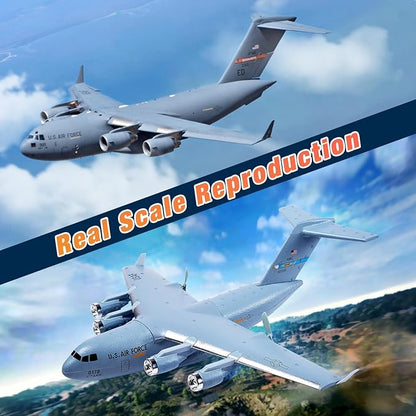 RC Airplane 2CH RC Plane Ready to Fly 2.4GHz C-17 Remote Control Airplane with 6-axis Gyro Stabilizer Globemaster III Military Transport Aircraft for Beginners Boys Kids Adults Patent Pending