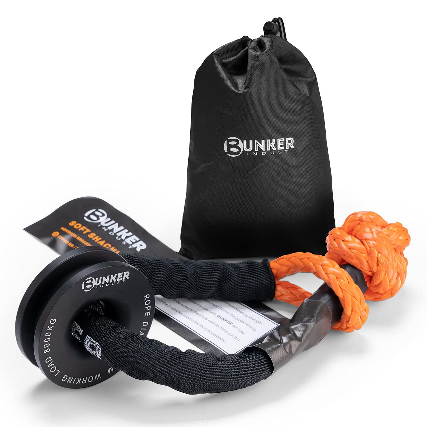 BUNKER INDUST Vehicle Offroad Recovery Kit, Pair Traction Boards Black + Synthetic Soft Shackle with Winch Ring