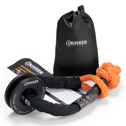 BUNKER INDUST Vehicle Offroad Recovery Kit, Pair Traction Boards Black + Synthetic Soft Shackle with Winch Ring