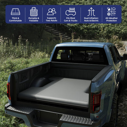 Truck Bed Mattress for 6.5-6.8Ft, Self-Inflating Mat Full-Size Short Trucks Bed for Outdoor Camping, Pickup Tent Accessories 12V Air Pump, Carry Bag, for Silverado, RAM, F Series, Sierra, Titan