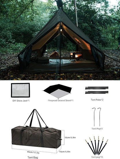 Hot Tent with Stove Jack Camping Tent Winter Tent 4 Season Tent 1-2 Person for Backpacking Camping Hiking Hunting Fishing Waterproof Windproof Lightweight 82 * 59 * 47