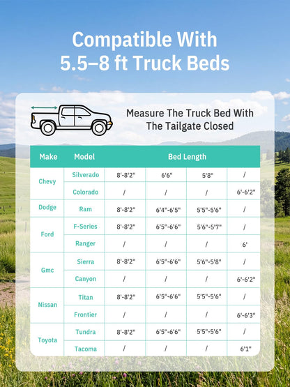 Niphean Inflatable Truck Bed Tent with Zipper-Connect Rv Awning, 3-Min Setup Camping System for 5.5–8ft Truck Tent, Waterproof PU3000mm + UV50+ Side Shade, 2+1 Person Overland Shelter