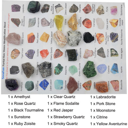 Rock & Mineral Collection Kit for Adults and Kids Natural Rocks for Tumbling Polishing Gemstone Raw Crystals Rough Stones for Wicca & Reiki (15Pcs)