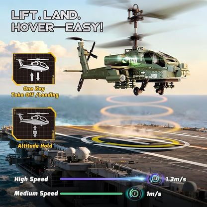 XIKOTEC RC Helicopter Remote Control Helicopter Toy for Kids Beginners and Adults with Altitude Hold Gyro &amp LED Light 2 Batteries &amp USB-C Charging Gift for Boys Ages 8-12 (Green)
