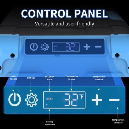 Tecnolove 30L Car Refrigerator Freezer, 32QT Single Zone Portable Fridge with Blow Expansion Evaporator, Reversible Door, LED Control, Fast Cooling, 100–240V AC / 12V / 24V DC, -4℉~68℉, Ice Blue