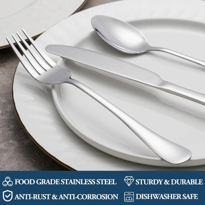 32 Piece Dinner Forks Set, Food-Grade Stainless Steel Silverware Forks, Cutlery Fork, Metal Fork for Home, Kitchen or Restaurant, Mirror Polished, Dishwasher Safe - 8 Inch