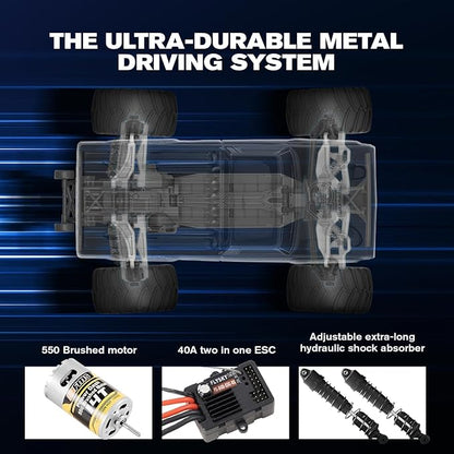 BEEZRC FMS RC Rruck 1/10 Ford F-100 Officially Licensed Monster Truck 2WD High Speed Off-RoadRC Rock CrawlerHobby Grade RC Climbing Car Remote Control Car for Adults RTR (Black)