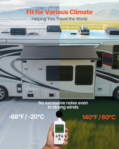 VEVOR Rv Slide Topper, 13'1" (12'7") Weatherproof Awning for RV Slide with Thicker Bracket, Heavy Duty Slide Topper Awning Fit for RV & Motorhome (Black)
