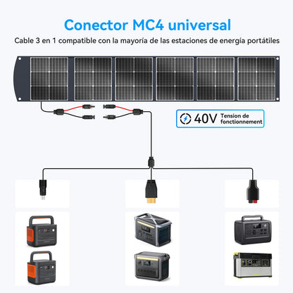 Ecosonique 300W Portable Solar Panel for Most Power Stations, Foldable & Lightweight Solar Suitcase with Kickstands, 40V MC4 & Multi-Output for Solar Generators, RVs, Camping, and Outdoor Use