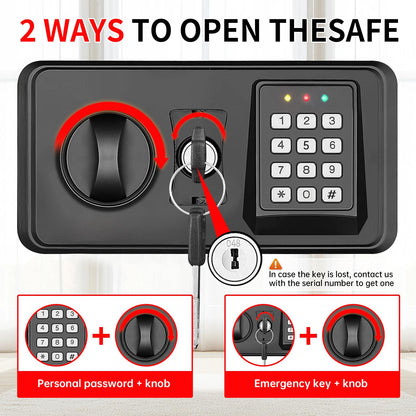 5.1 Cuft Large Home Safes Water and Fireproof with Digital Keypad & Key Lock, Fire Security Safes with 3 Removable Shelves, Anti-Pry Safe Box for Money Documents Jewelry, 23.62"H x14.96"W x 12.2"D