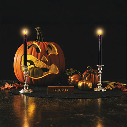 ODTRAM Flameless Taper Candles with 3D Flickering Effect Blood Dripping & 10-Key Remote，Taper Candles Battery Operated for Halloween Spooky Horror Home Decoration - Set of 6 Black(0.8" x 10")