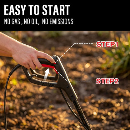 MZK 12-Inch Electric Tiller - 10.5 Amp Lightweight Cultivator for Easy Gardening | 8-Inch Tilling Depth