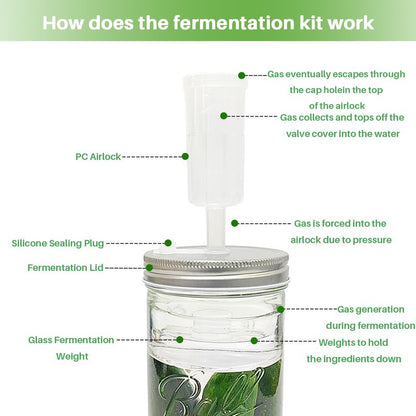 Fermentation Kit for Wide Mouth Mason Jars,Fermentation Kit with 4 Glass Fermentation Weights,4 Fermenting Lids,4 airlocks,5 Silicone Rings,5 Silicone Grommet for Pickling, Canning and Sauce(No Jars)