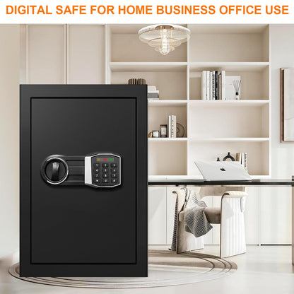 3.4 Cub Large Safes for Home, Security Fire Safe Box with Spare Keys, Alarm System, Digital Keypad and Removable Shelf, Anti-Theft Fireproof and Waterproof Safe Home for Document Medicine Valuables