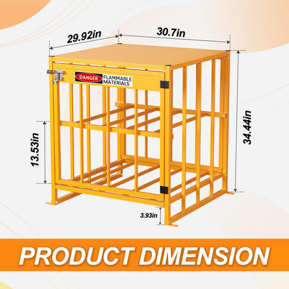 PURRPAXZ Propane Tank Storage Box - 31"x30"x35", Heavy-Duty Cylinder Storage Cabinet with Yellow Powder Coated, 176LB Load Capacity, Propane Storage with Lock & Keys (Fits 3,5,11,20,30lb Tanks)