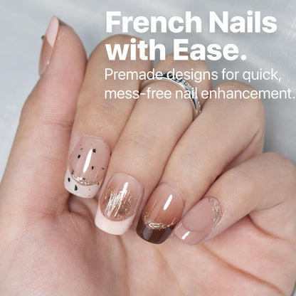 SXC Cosmetics French Tip Press On Nails - Skin Tone Nude and Color Series, Short Coffin X-Pro Tips Starter Kit ST119KIT