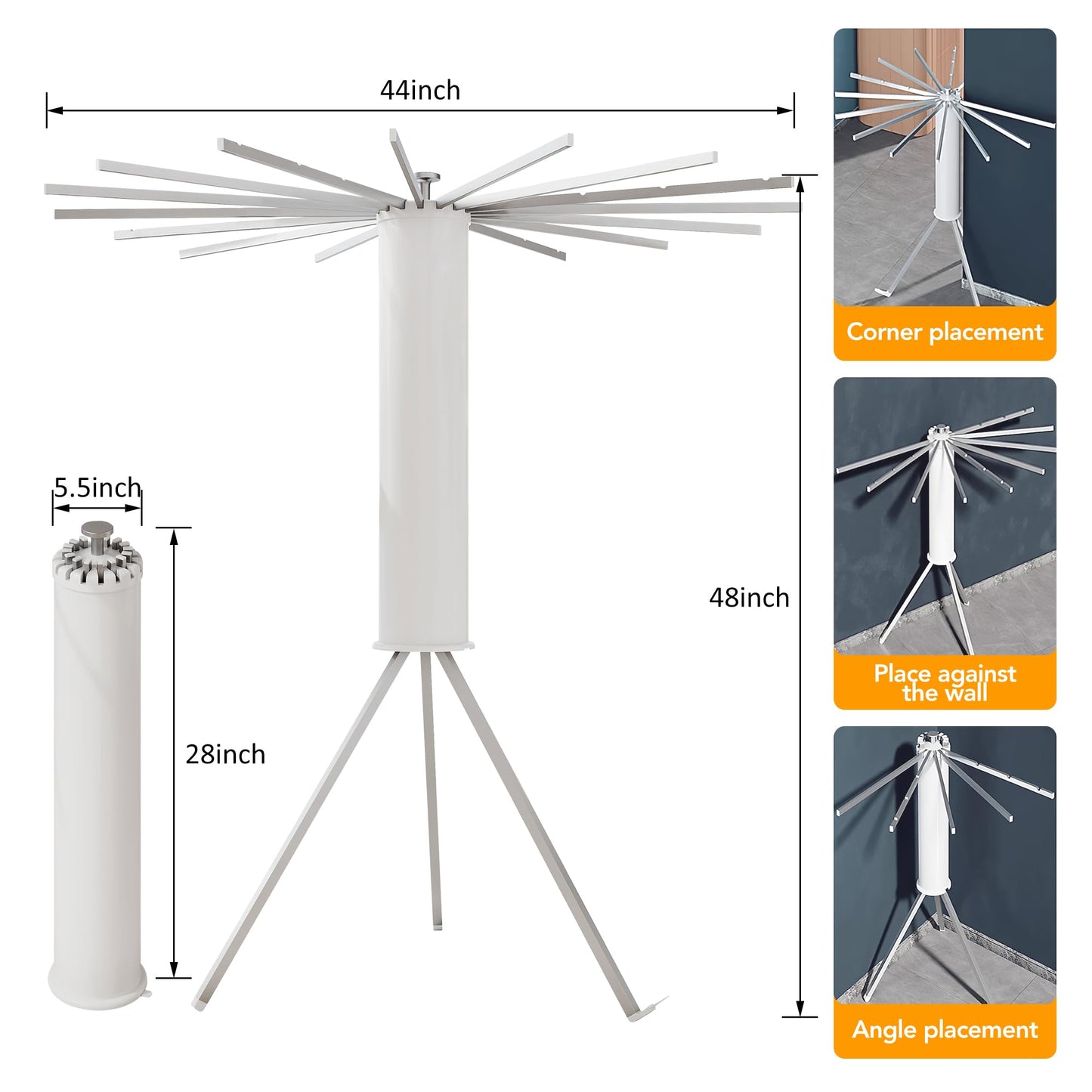 LIENAHU Clothes Drying Rack,Drying Rack Clothing,Laundry Drying Rack,Floor Standing,16 Aluminium Poles,Collapsible,Retractable,Foldable,Folding Laundry Rack