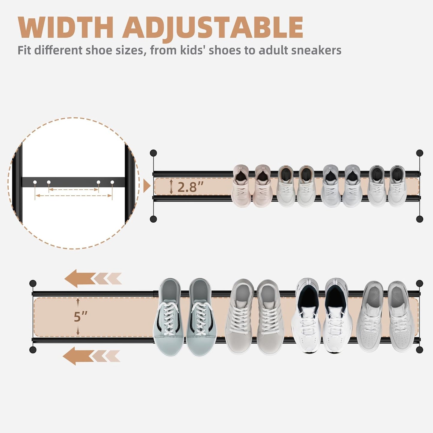 Storage Maniac Expandable Shoe Rack - Adjustable 3-Tier Metal Organizer for 18 Pairs | Perfect for Closet & Entryway