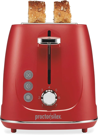 Proctor Silex 2-Slice Toaster - Bagel & Defrost Functions, 7 Shade Browning Control, Red