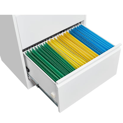 MilleLoom 3 Drawer Lateral File Cabinet Metal Lateral Filling Cabinet with Lock, Lockable File Cabinets for Home Office with Letter/Legal/F4/A4 Size Storage White