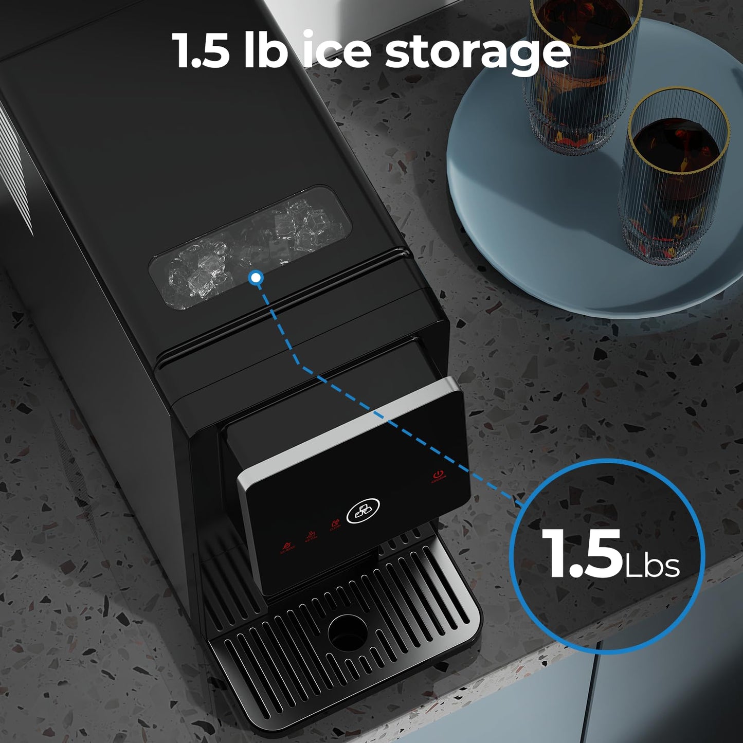 Electactic Nugget Ice Makers Countertop, Portable Ice Maker with Self-Cleaning, 35Lbs Per Day, Self Dispensing Design, One-Click Operation, 1.8L Water Tank, 1.5Lbs Ice Storage, for Multi-Scenario Use