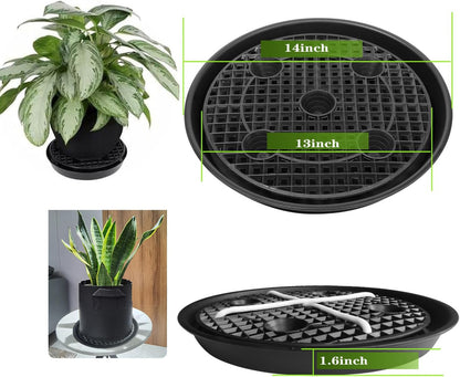 Skiennix Plant Saucer Stand - 14-Inch Elevated Self-Watering Tray | 4-Pack for Indoor/Outdoor Use
