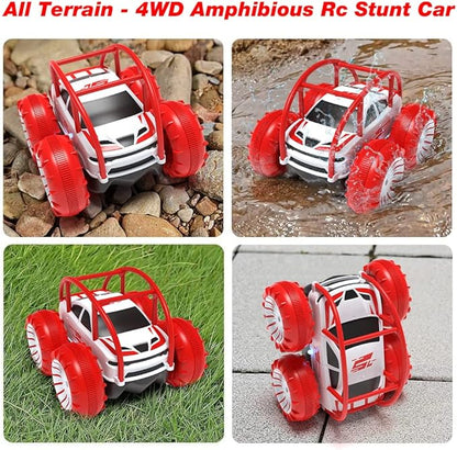 MaxTronic Amphibious Remote Control CarRechargeable RC Cars Toy 360° Flips Rotation Stunt Crawler 15KM/H 4WD All Terrain Outdoor Indoor Toy for Kids Boys Girls 3-12