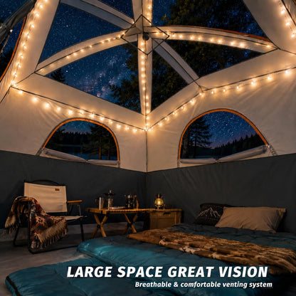 UNP Tents 6 Person Waterproof Windproof Easy Setup,Double Layer Family Camping Tent with 1 Mesh Door & 5 Large Mesh Windows -10'X9'X78in(H) Gray