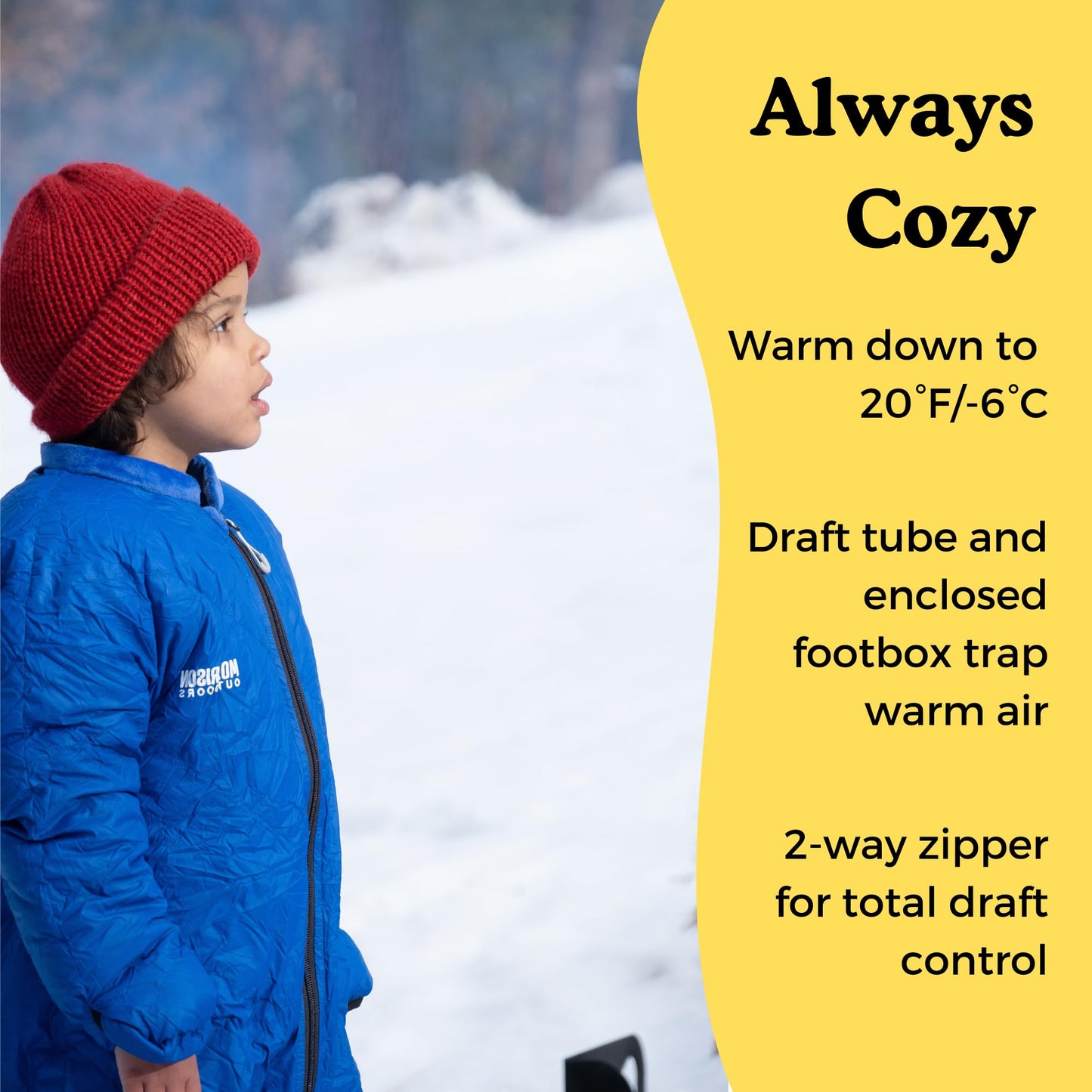 Mighty Mo 20° Down Kids Sleeping Bag (Ages 3-5). The Warmest, Lightest Camping Sleeping Bag for Kids Ages 3-5. (Bayberry Blue)