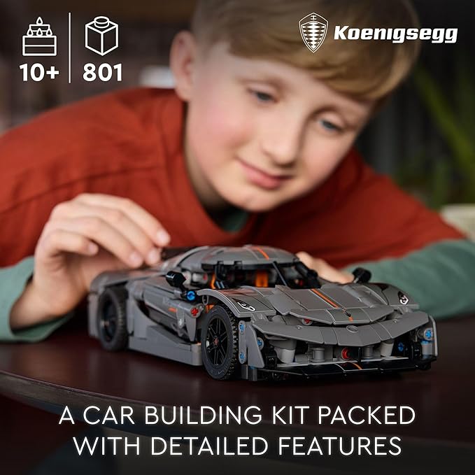 LEGO Technic Koenigsegg Jesko Absolut Grey Hypercar Sports Car Building Set for Boys and Girls Vehicle Racing for Kids Buildable Model Kit Sport Car Toy Motor Enthusiasts’ Gift 42173