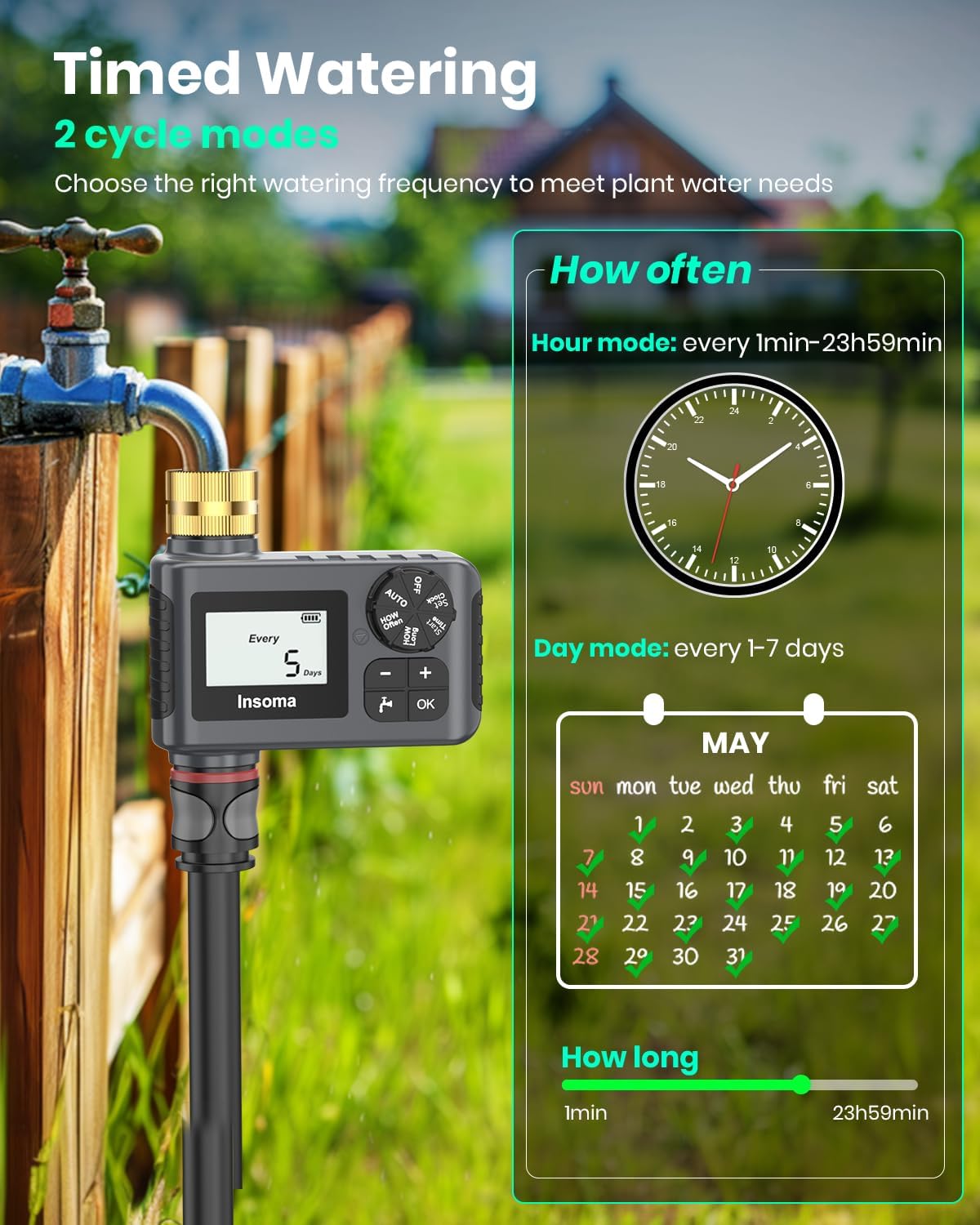 Skiennix Water Timer - 2 PCS Brass Inlet Sprinkler Timer with Rain Delay & Automatic Drip Irrigation System for Lawn Care