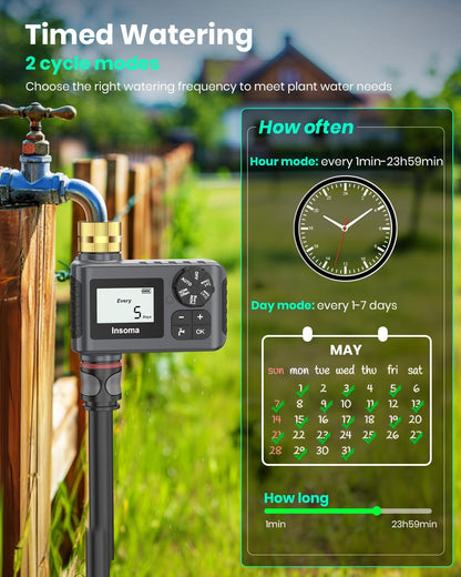 Skiennix Water Timer - 2 PCS Brass Inlet Sprinkler Timer with Rain Delay & Automatic Drip Irrigation System for Lawn Care