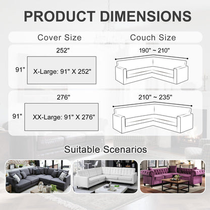 SYJOVIA 1OO% Waterproof Sectional Couch Covers for Dogs L Shaped Corner Sofa Cover Washable Chenille Sofa Slipcovers Blanket Modern Jacquard Pet Furniture Protector (91"x276", Beige Flower)